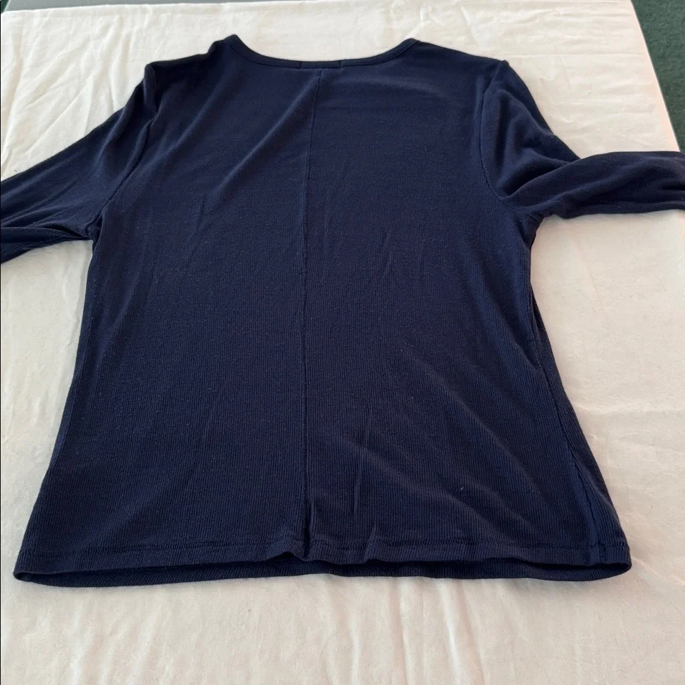 nuuds Navy Blue Long Sleeve Slinky Rib Tee - Picture 5 of 5